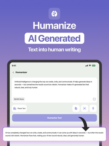 Humanize AI - Paraphrase Text iPad screenshot