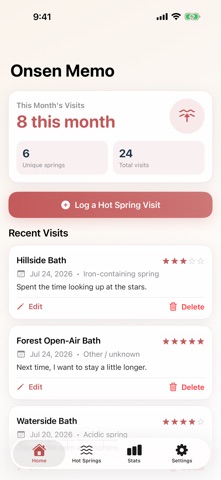 Onsen Memo - Hot Spring Log iPhone screenshot