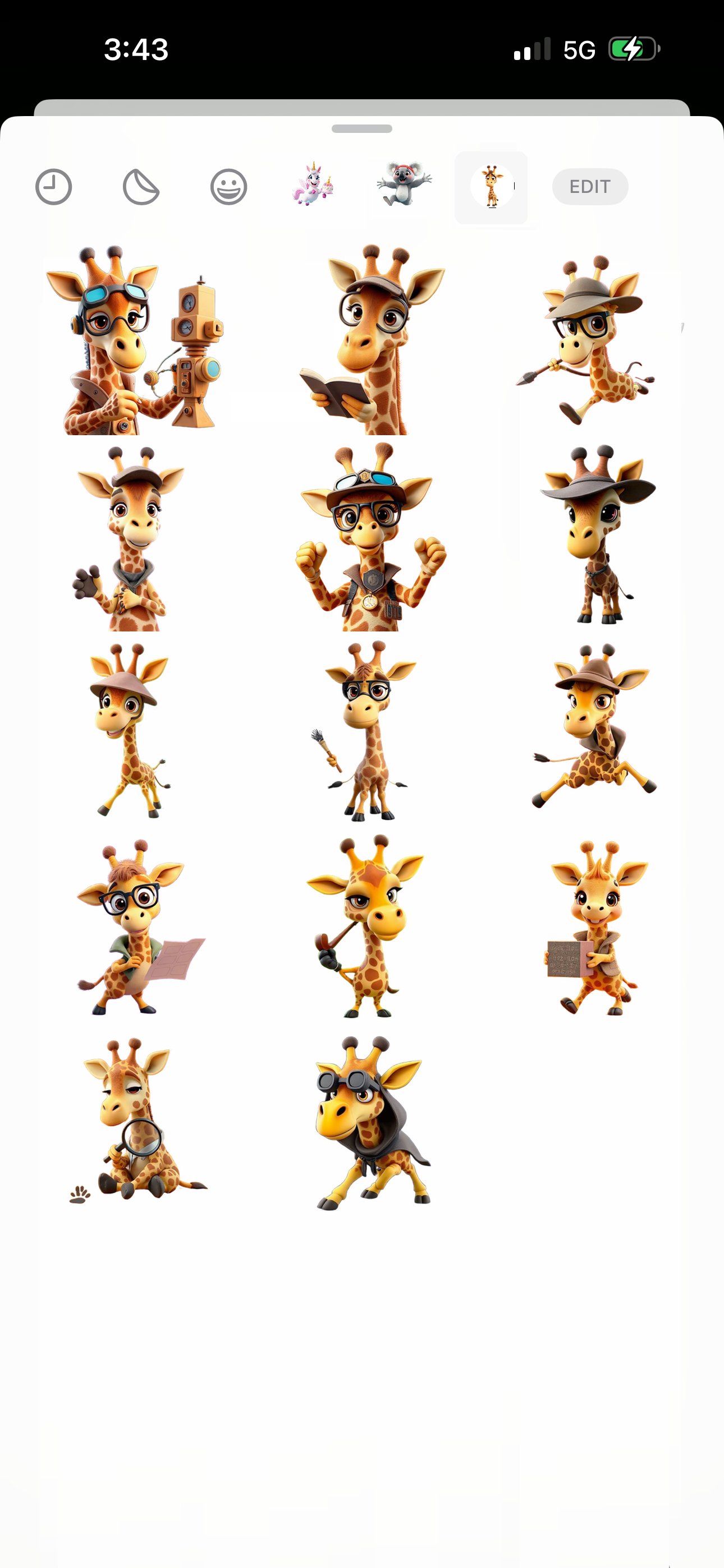 Detective Giraffe Stickers
