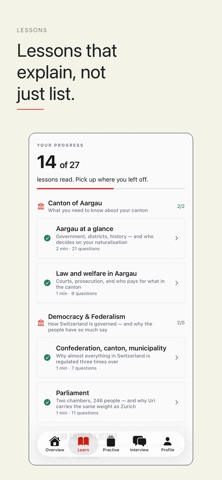 Einbürgerungstest Schweiz 2026 iPhone screenshot