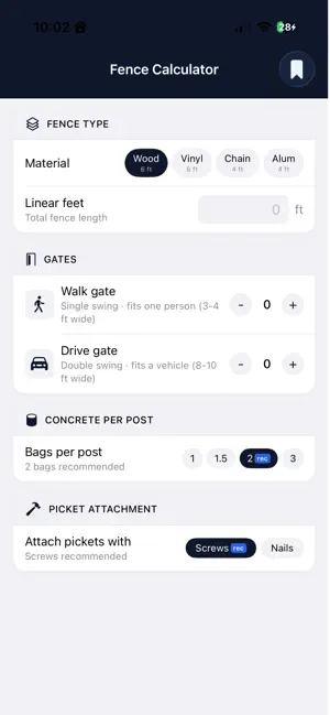 Fence Material Calculator screenshot 1