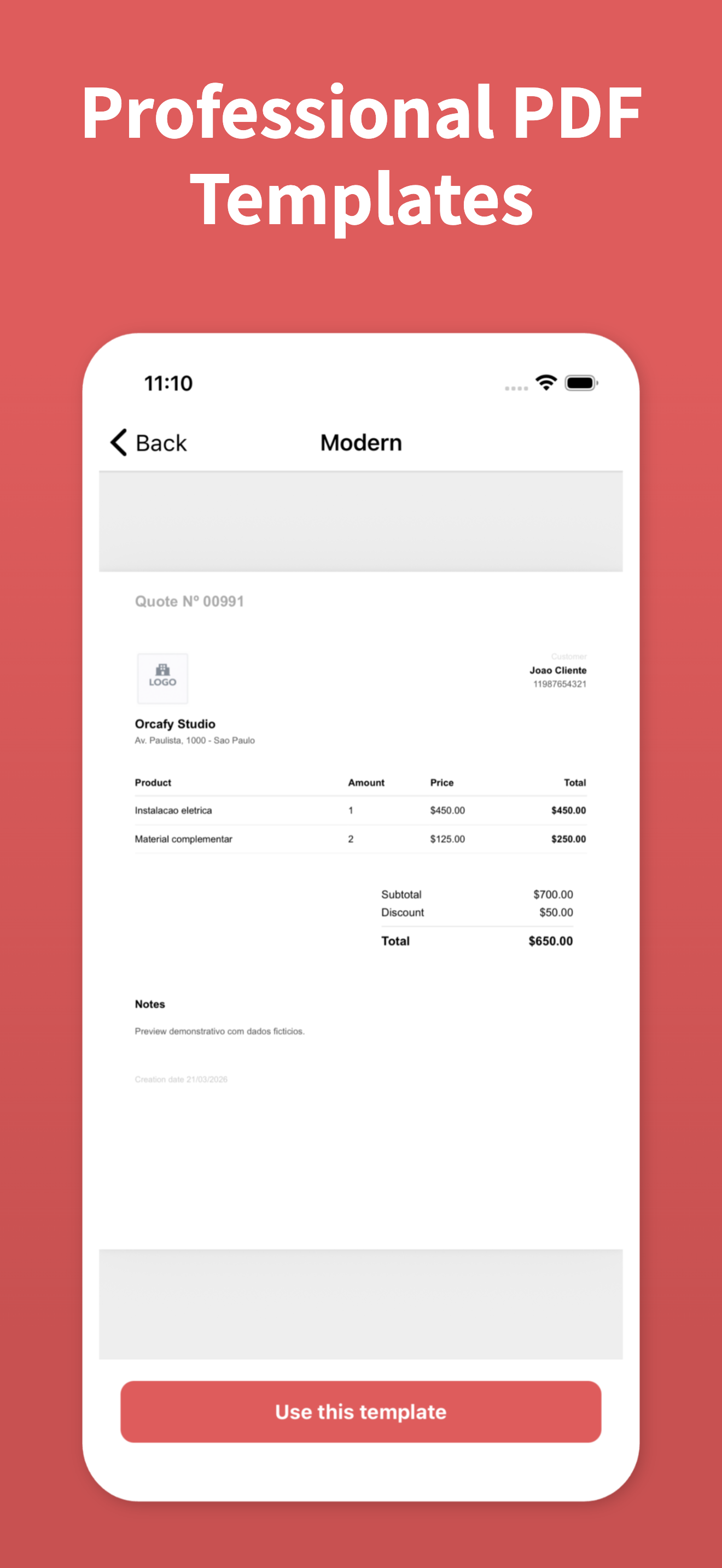 Estimate Maker PDF - Orçafy