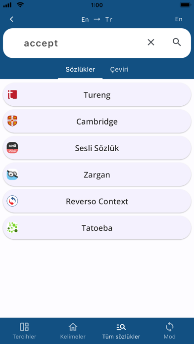 Turkish English Dictionary - Screenshot
