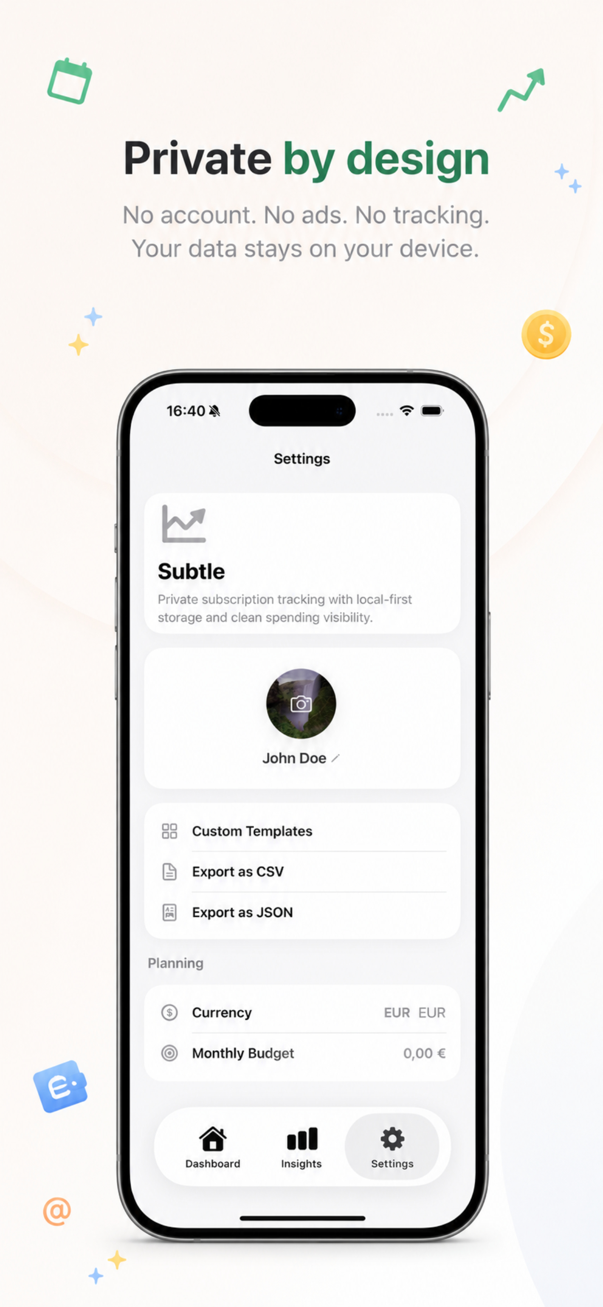 Subtle Subscription Tracker