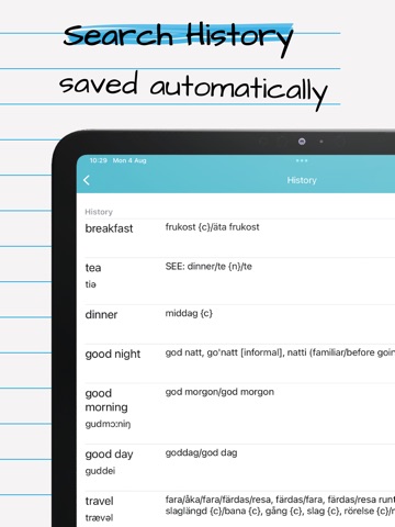 Swedish English Dictionary Pro iPad screenshot