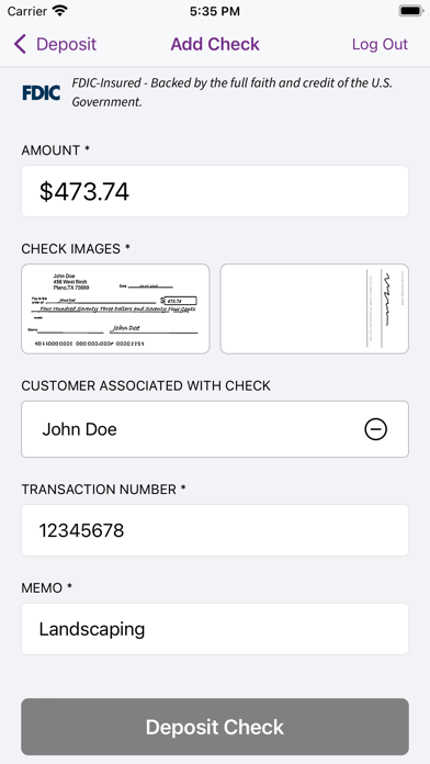 KS StateBank Business Deposit Screenshot