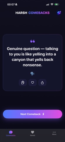 Harsh Comebacks iPhone screenshot