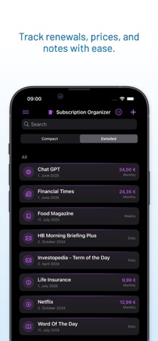 Subscription Organizer Screenshot 4 of 9