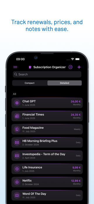 Subscription Organizer Screenshot 4 of 9