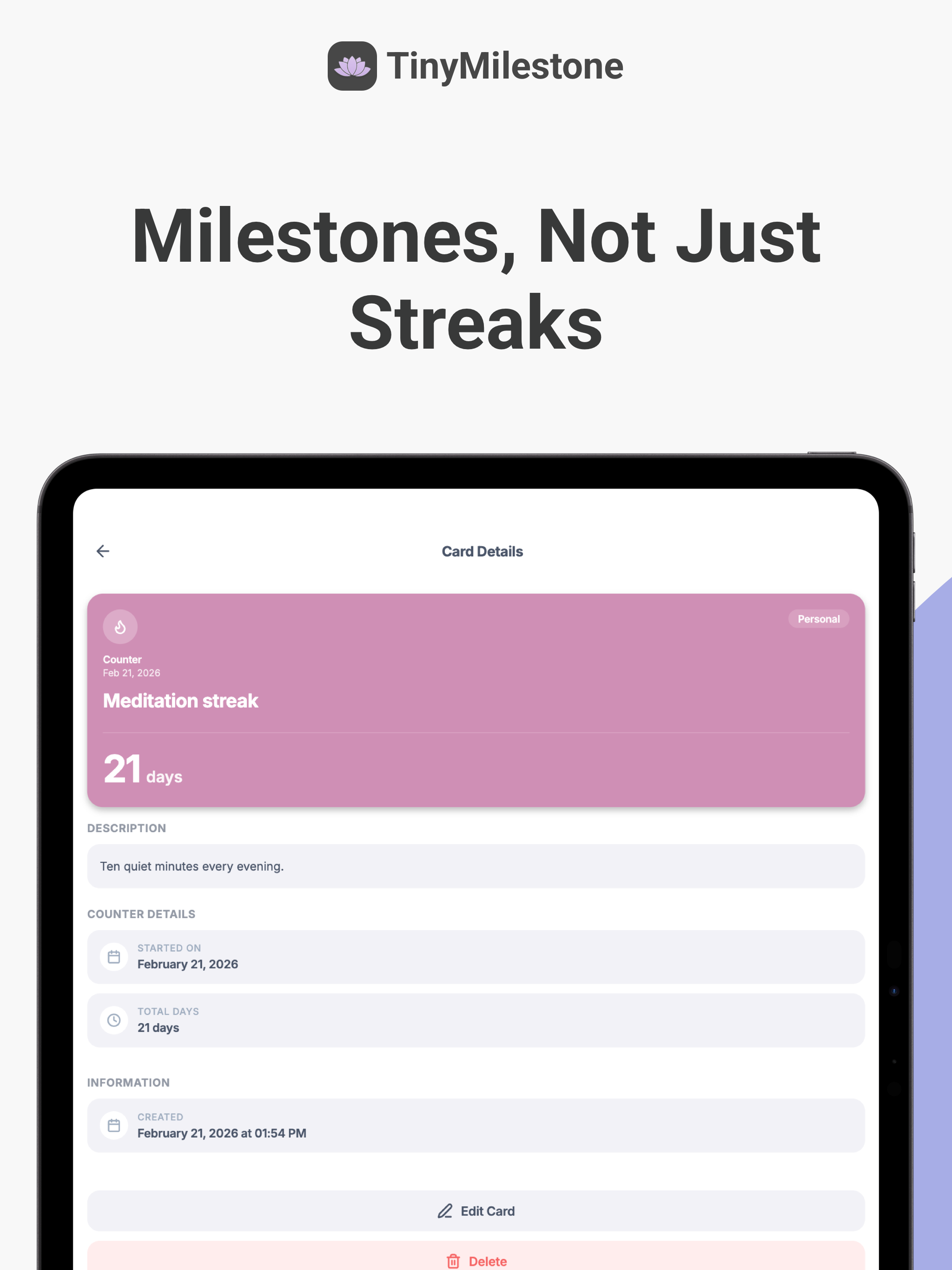 TinyMilestone: Goal Tracker
