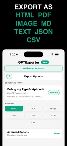 GPTExporter: Export AI Chats iPhone screenshot