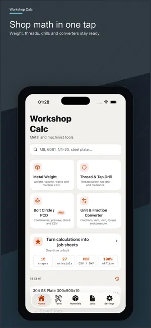Workshop Calc screenshot 1