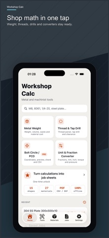 Workshop Calc iPhone screenshot