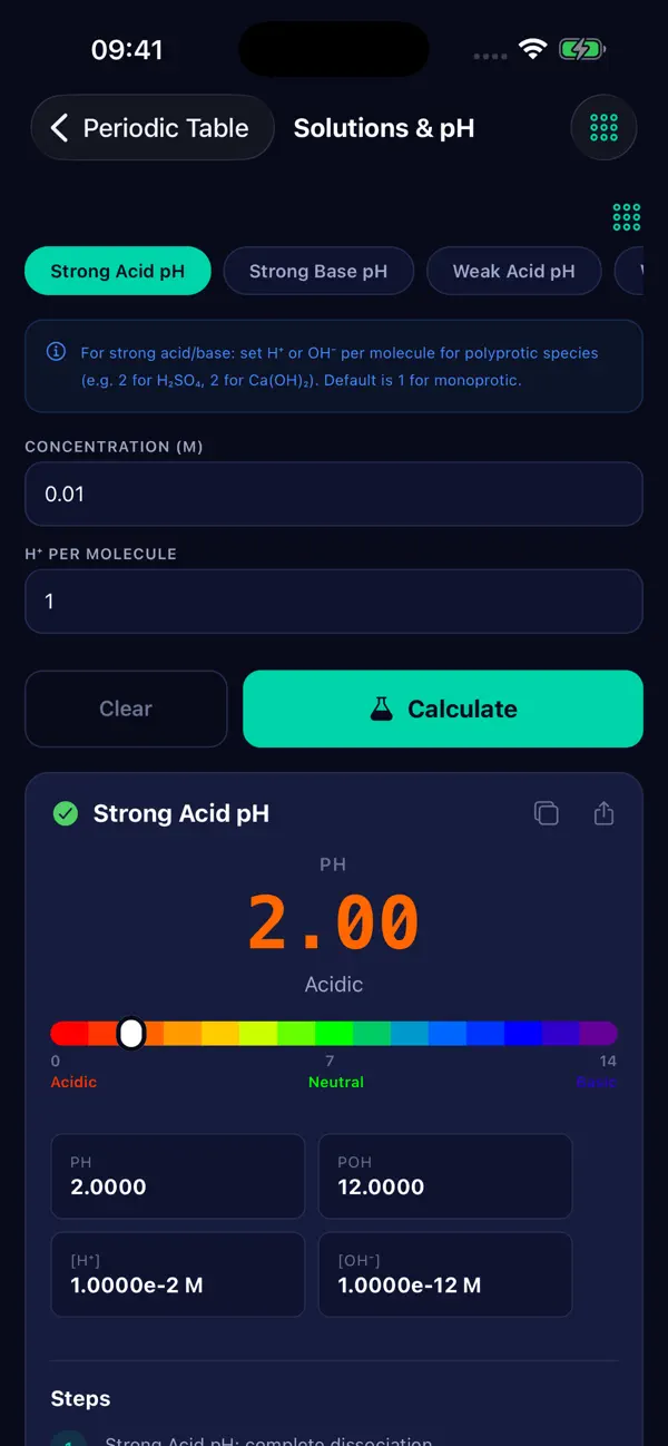 Screenshot #2 pour VerChem : Calculatrice Chimie