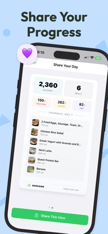 Avocado Calorie & Goal Tracker iPhone screenshot