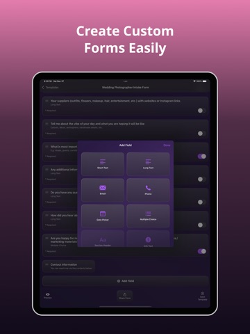 Formkit Pro iPad screenshot