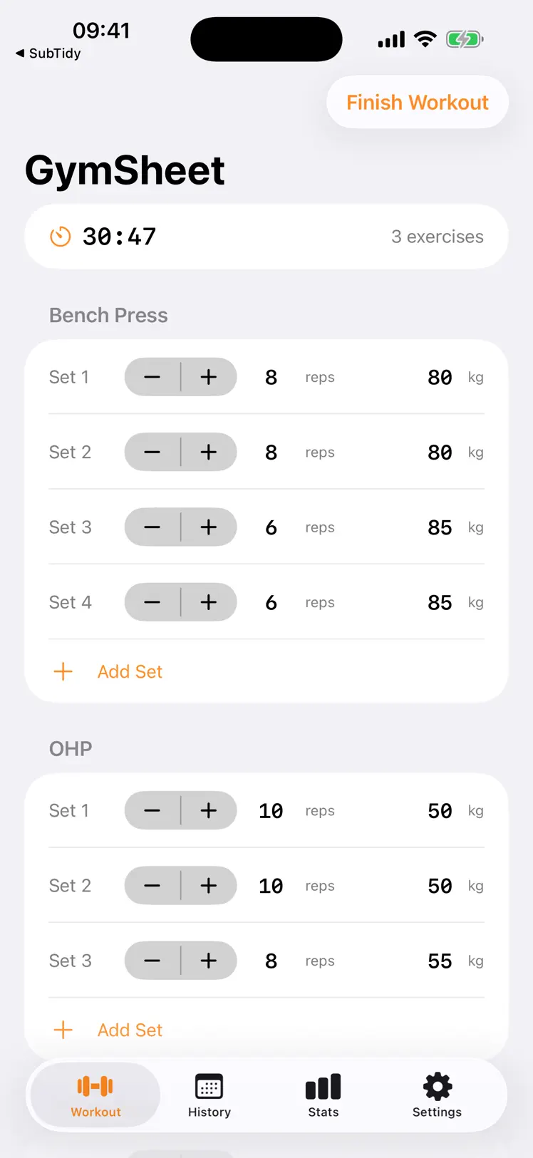 RepSheet screenshot 1