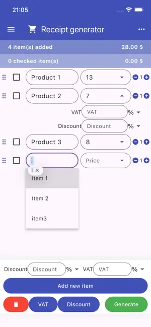 Receipt generator app screenshot 2