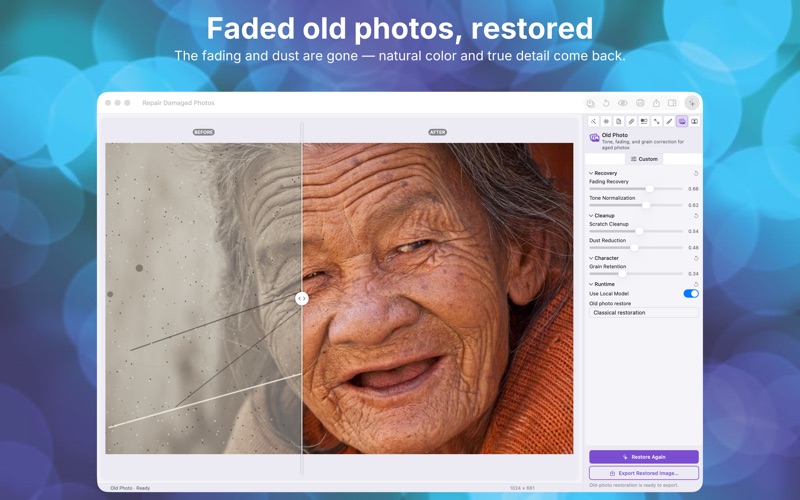 Opening Repair Damaged Photos with a photo ready to restore