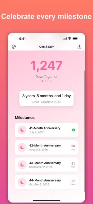 Milestones: Love Days Counter screenshot 3