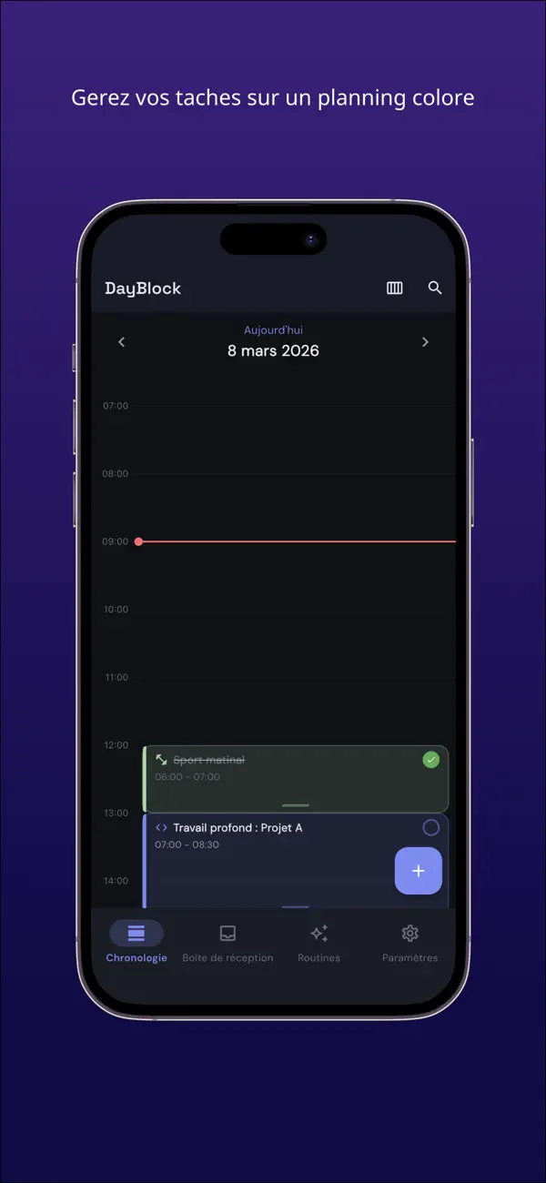 Screenshot #1 pour DayBlock Planificateur - Da...