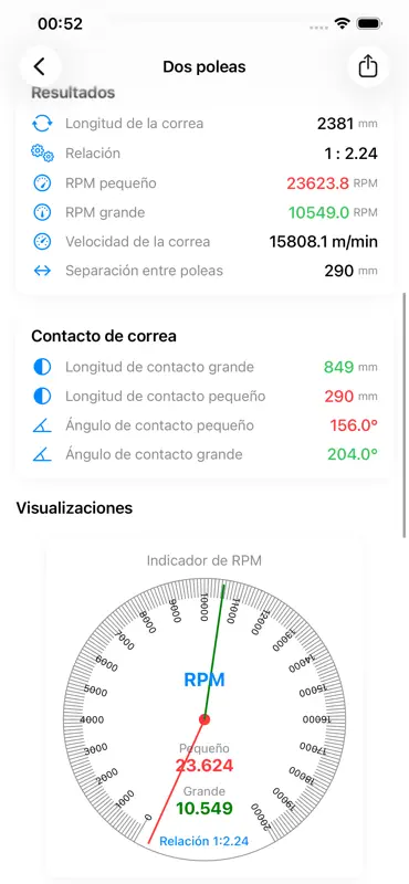 Calculadora Correas & Poleas screenshot 3 of 6