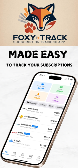 FoxyTrack:Subscription Tracker Screenshot 1 of 6