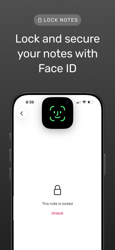 Noted: Record & AI Transcribe - Noted prioritizes user privacy by offering secure note locking, leveraging advanced biometric authentication like Face ID.