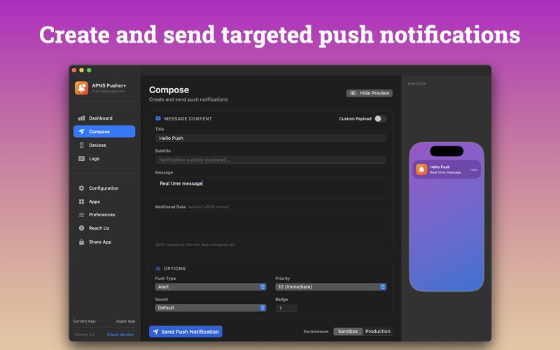 APNS Pusher+ screenshot