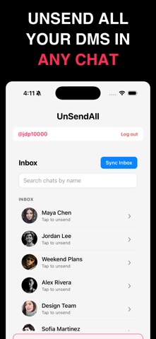 UnSendAll - Mass Unsend DMs iPhone screenshot