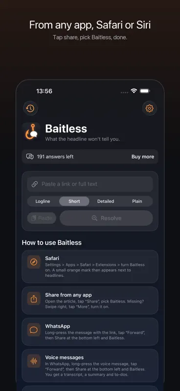 Baitless: Clickbait Decoder screenshot 5 of 5