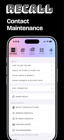 Recall Contacts screenshot