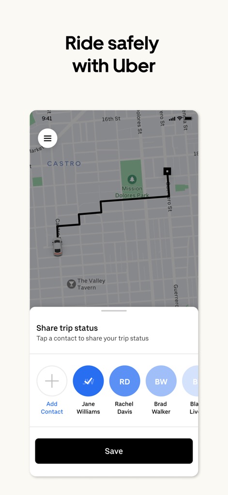 Uber - Request a ride - Enhanced Trip Safety