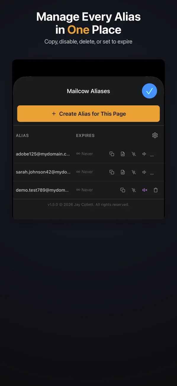 Screenshot #2 pour Mailcow Aliases