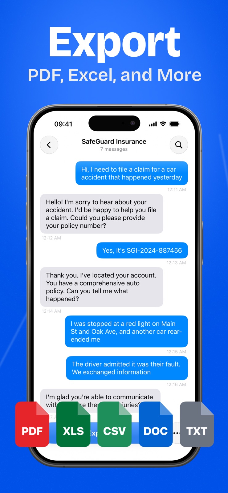 Text Message Export: TextScape iphone screenshot 2