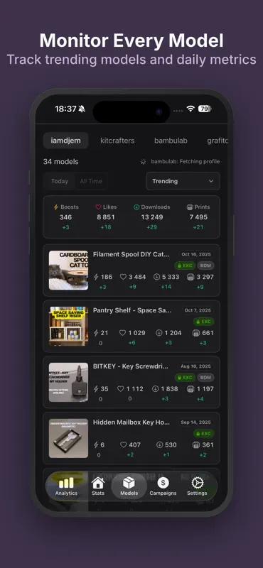MakerStats 3D Printing Tracker screenshot 2 of 7