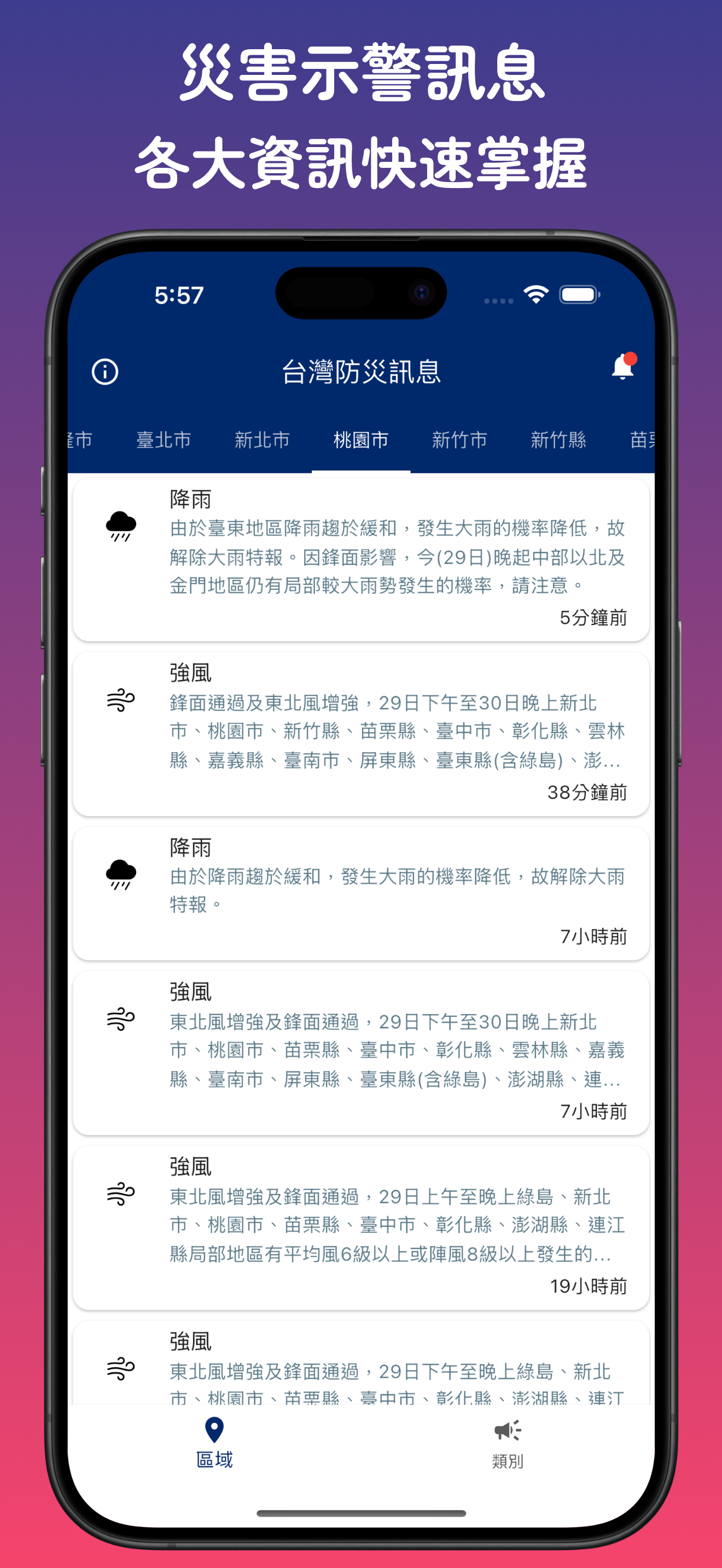 台灣防災訊息-即時通報訂閱系統