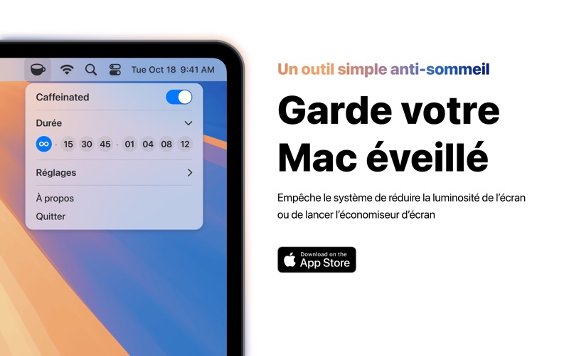 Screenshot #1 pour Caffeinated - App anti-veille