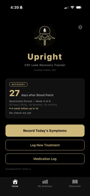 Upright: CSF Leak Tracker screenshot 1