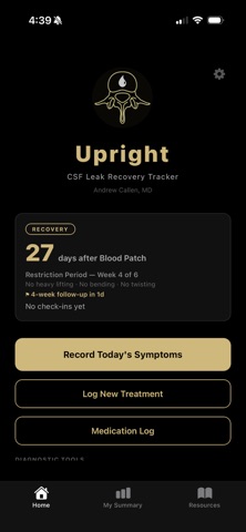 Upright: CSF Leak Tracker screenshot