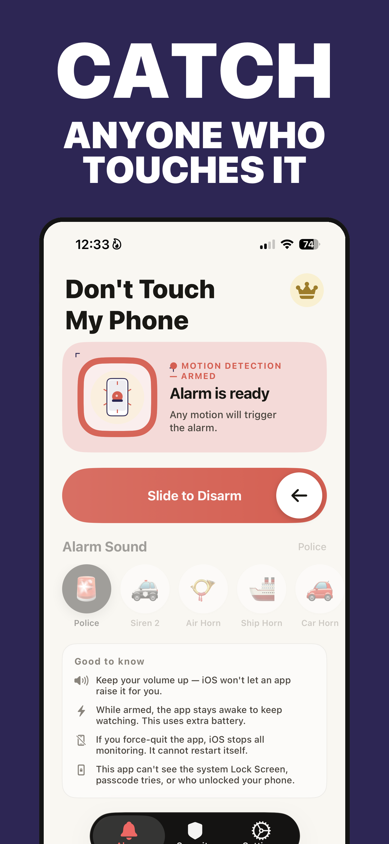 Don't Touch: Phone Alarm screenshot 3