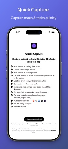 Quick Capture - Vault notes iPhone screenshot