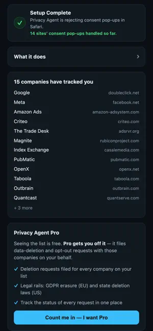 Data Privacy Agent: Cookies screenshot 3