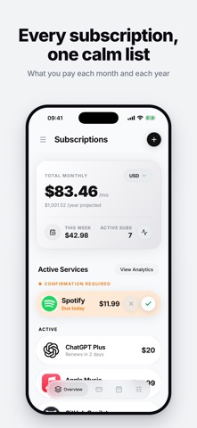 Submap - Subscription Tracker Screenshot 1 of 6