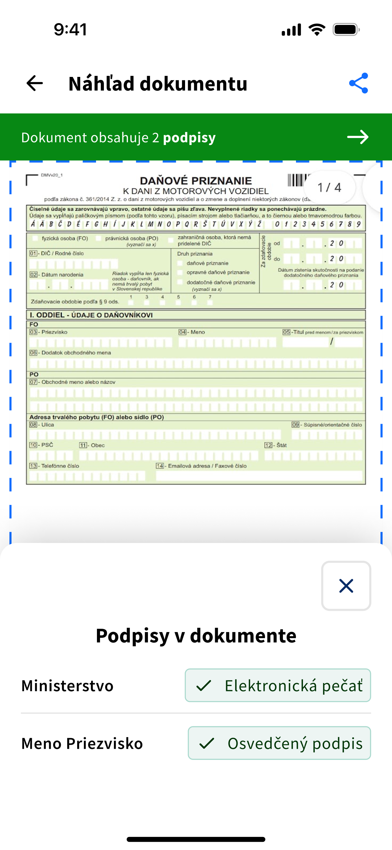 Autogram v mobile