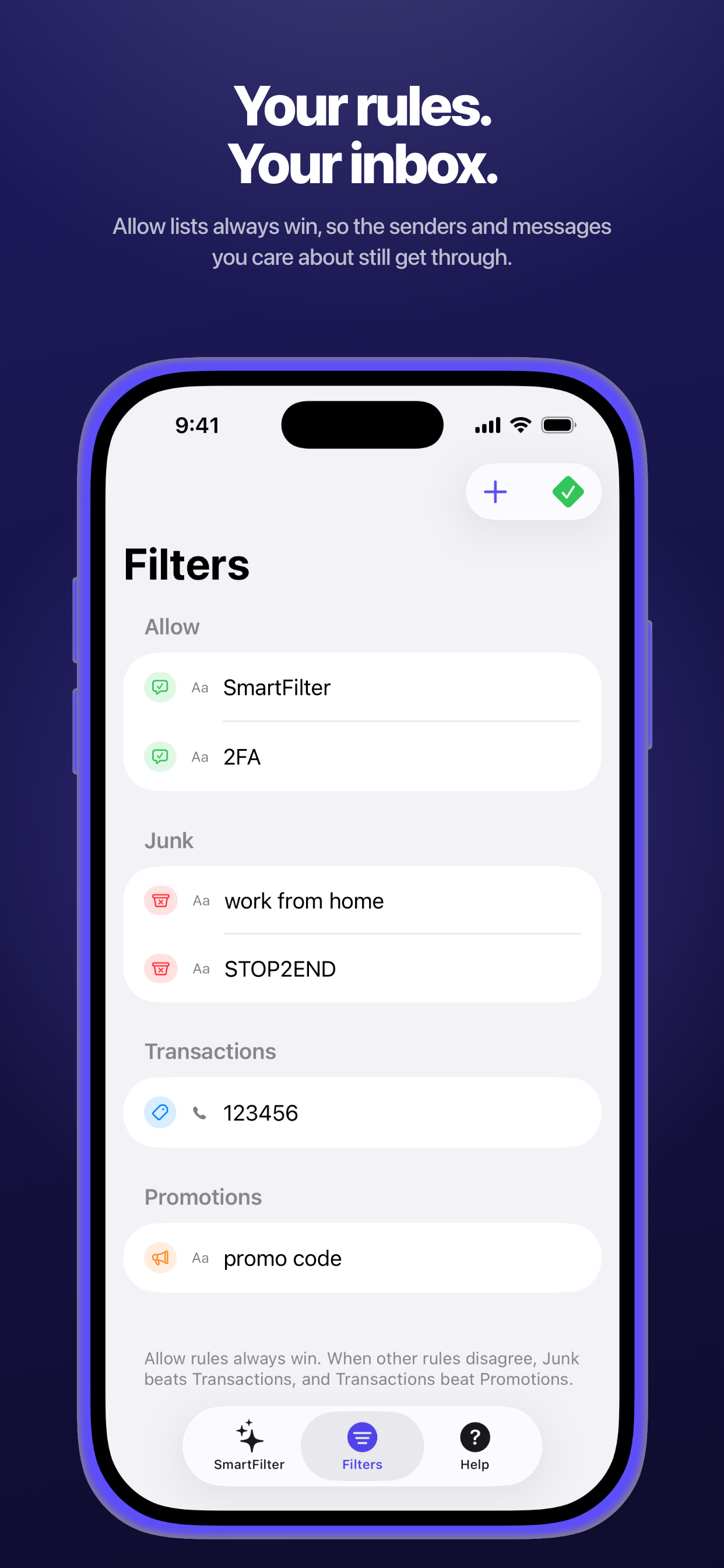 SmartFilter for SMS screenshot 3