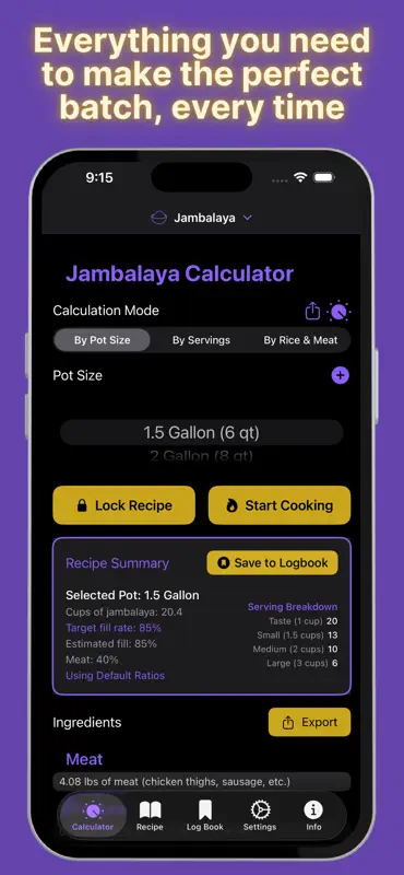 Jambalaya Calculator screenshot 2 of 10