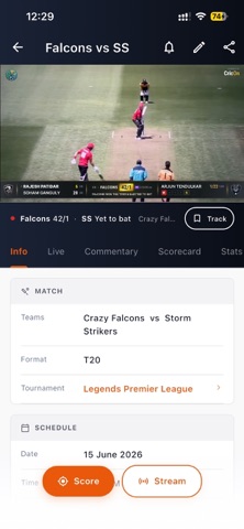 CricOn: Cricket Score & Stream screenshot