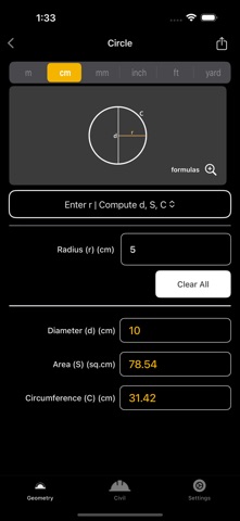 Geometry Calculator lite iPhone screenshot