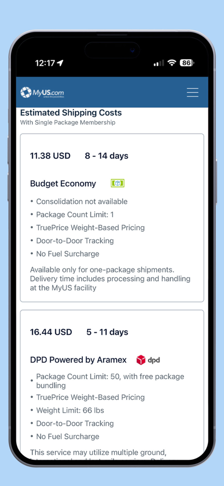 MyUS Global Shipping App screenshot 2